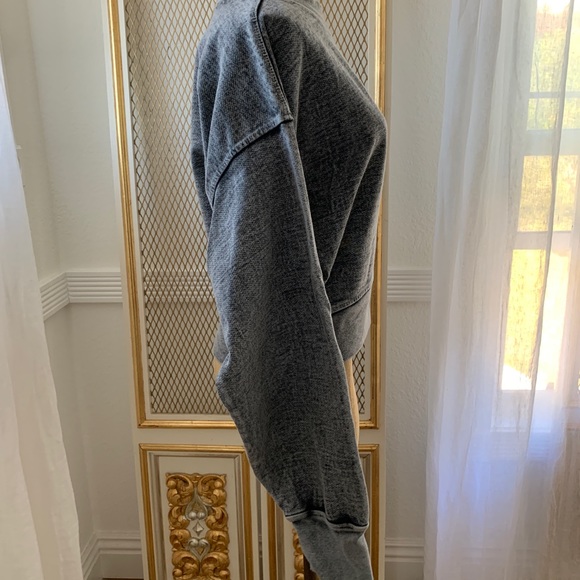 COPY - TALENTLESS WOMEN'S MOCK CREWNECK SWEATSHIRT- ACID WASH BLACK - Picture 4 of 12